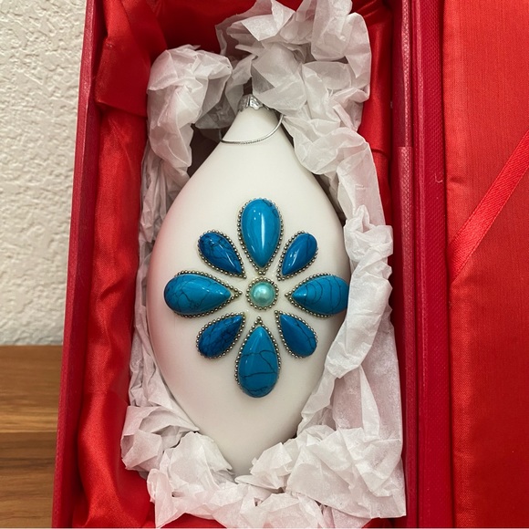 ST. JUDE Research Hospital Handblown Glass Faux Turquoise Christmas Ornament - Picture 3 of 12